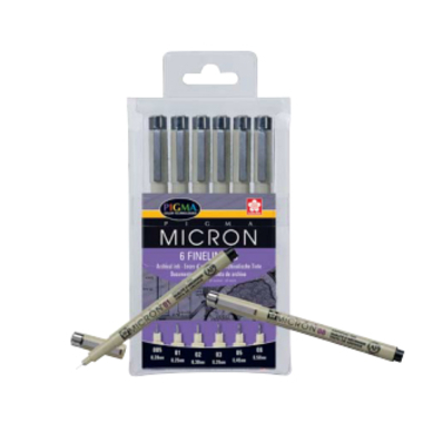 SAKURA Pigma Micron Set POXSDK6 0.2-0.5mm 6 Stück