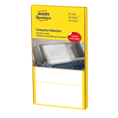 AVERY ZWECKFORM Etiketten Zick-Zack 89×36mm 3344 weiss, endlos 320 Stück