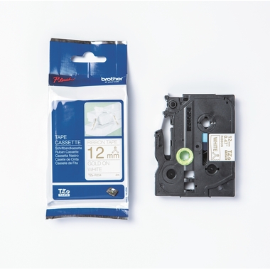 PTOUCH Ruban en textile or/blanc TZe-R234 PT-DV600VP 12 mm