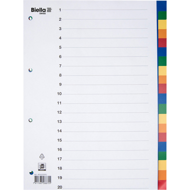 BIELLA Répertoires PP A4 46342000U couleurs 20 pcs.