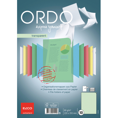 ELCO Cartelline Ordo A4 73696.64 trasparente, verde 10 pezzi