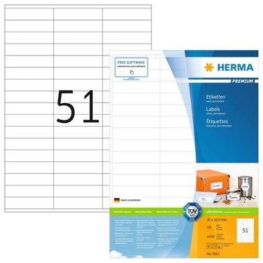 HERMA Etiquettes Premium 70×16,9mm 4611 blanc 10'200 pcs.