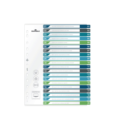 DURABLE Répertoires PP A4+ 679727 multicouleur 1-20
