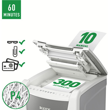 LEITZ Aktenvernichter IQ AF 8015-20-00 Office 300, P-4, 60lt