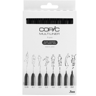 COPIC Multiliner 2207510 Set schwarz, 8 Stück