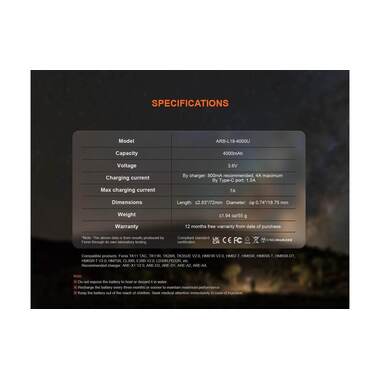 Fenix Akku ARB-L18-4000U 4000 mAh, 1 Stück