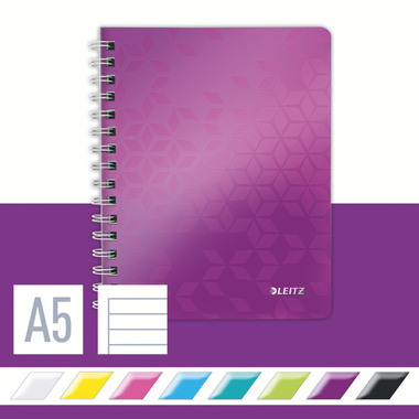 LEITZ Libro spirale WOW PP A5 46390062 viola 80 fogli