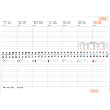 SIMPLEX Calendario orizzontale 2026 36221R11.26 1S/2P old gold ML 30.7x10.5cm