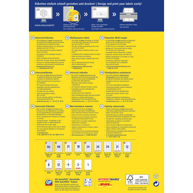 AVERY ZWECKFORM Etichette universale 483x338mm 4789 bianco 30 fogli