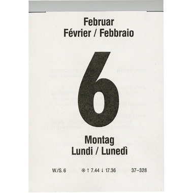 BIELLA Calendrier bloc Nr.5 2026 889005000026U 1A/1P noir/rouge ML 9.8x14.2cm