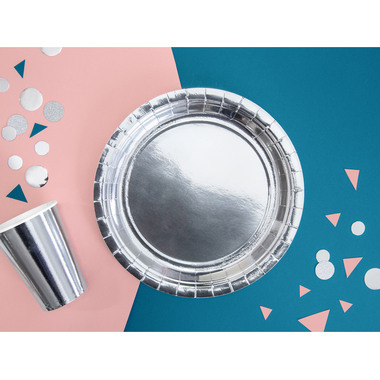 PARTYDECO Assiettes 23cm TPP36-018ME argent 6 pièces