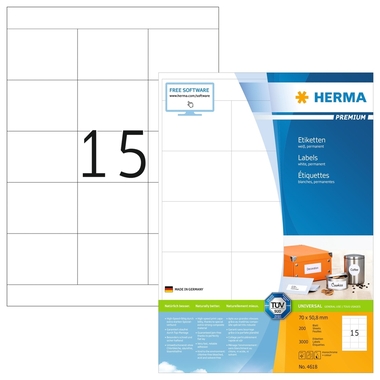 HERMA Etiquettes Premium 70×50,8mm 4618 blanc 3000 pcs.