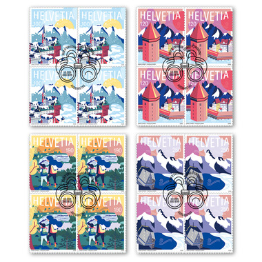 Set of blocks of four «Swiss attractions»