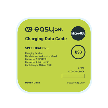 Charging and data transfer cable with USB 2.0 connectors and Micro USB, 100 cm long in black