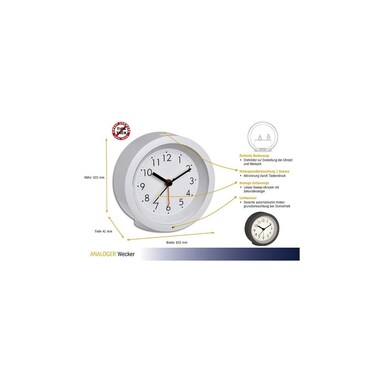 TFA Dostmann Klassischer Wecker Weiss