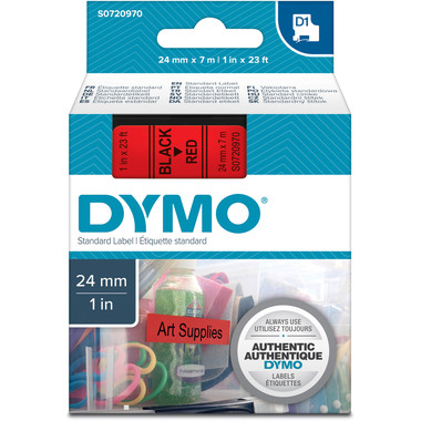 DYMO Schriftband D1 S0720970 schwarz/rot 24mm/7m