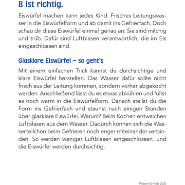 HARENBERG Calendrier détachable 2026 2104700+26 Wissen für Kids DE 12.5x16cm