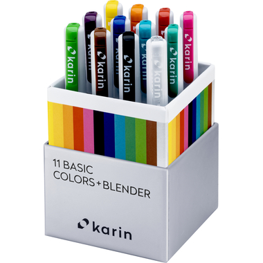 KARIN Real Brush Pen Pro 0.4mm 31C1 Basic Colours 12 pièces