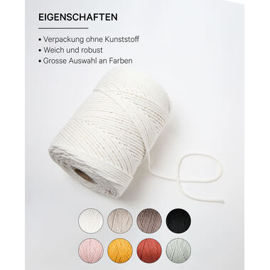 I AM CREATIVE Macrame Rope 6203.02 cream 2mm, 500g