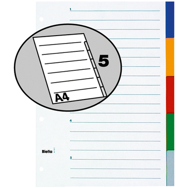 BIELLA Register PP A4 46340500U farbig 5-teilig