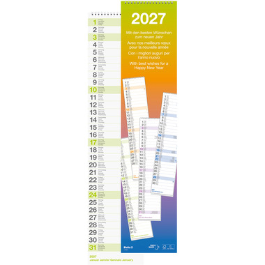 BIELLA Calendario Longus WireO 2027 889019000027U 1M/1P Wire-O ML 12x54.4cm
