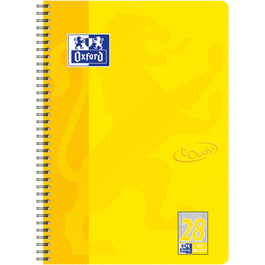 OXFORD Collegeblock Touch A4+ 400086495 gelb, kariert 5mm 80 Blatt