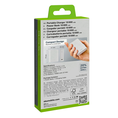 Mini batterie externe 10000 mAh pour iPhone et Samsung | SBS