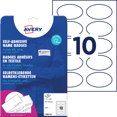 AVERY ZWECKFORM Namensetiketten 85x50mm L4882-20 weiss 20 Blatt/200 Stk.