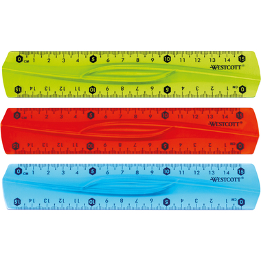WESTCOTT Règle, élastique E-10220 00 15cm bleu/rouge/vert