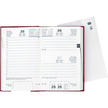 BIELLA Agenda Disponent 2026 807401470026U 1J/1P rouge vin ML 10.1x16cm