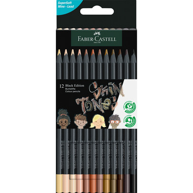 FABER-CASTELL Farbstifte Black Edition 116414 Skin Tones 12er Etui
