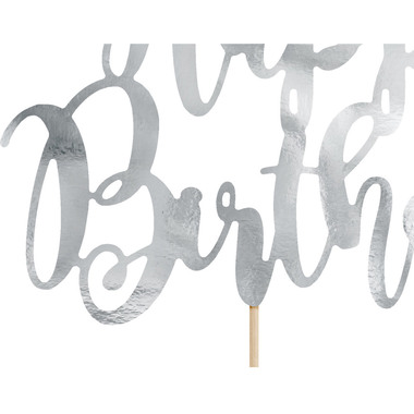 PARTYDECO Caketopper 22.5cm KPT11-018M Joyeux anniversaire argent