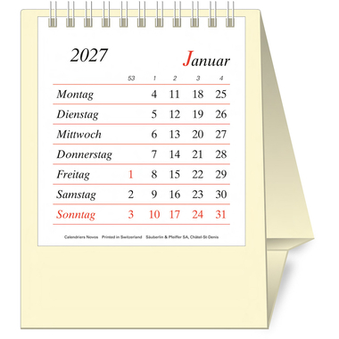 NOVOS calendario da tavolo Pro Bristol D. 2027 509094 1M/1S beige DE 11,5x14cm