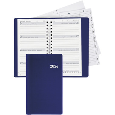 BIELLA Agenda Bruxelles Wire-O 2026 858773050026U 1S/2P blu ML 8.5x15.3cm