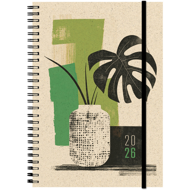 SIMPLEX Wochenagenda Graspapier 2026 40408.26 1W/2S Flower Pot ML 14.8x21cm
