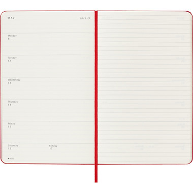 MOLESKINE Agenda de notes semaine 25/26 DHF218WN3Y26 18M ligné HC rouge 13x21cm
