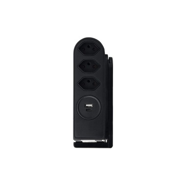 STEFFEN Table Power Strip Clamp 3x T13, USB-A+C, Black