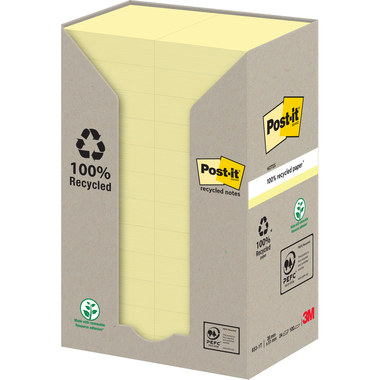 POST-IT Bloc-notes recycl. 51x38mm 653-1T jaune, 24x100 flls.