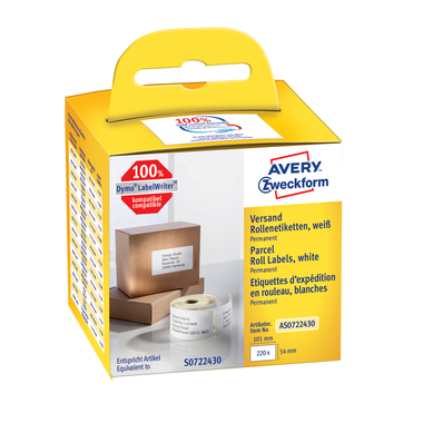 AVERY ZWECKFORM Versand-Etiketten 101x54mm AS0722430 weiss, Rolle 220 Stück