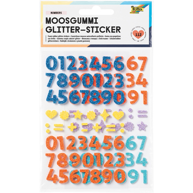 FOLIA Adesivi in gommapiuma 23778 Glitter Numbers 112 pezzi