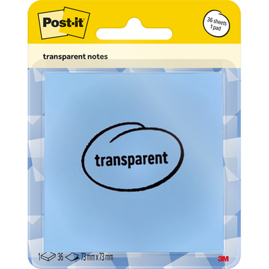 POST-IT Transparent Notes 73x73mm R330-1RSSB blau 36 Blatt