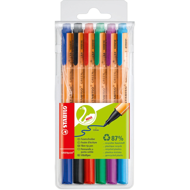 STABILO Penna fibra GREENpoint 0,8mm 6088/6 Custodia con 6 colori
