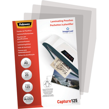 FELLOWES Pochettes à plastifier A5 5396101 brillant, 125my 25 pcs.