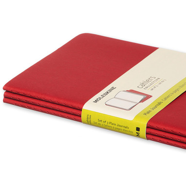 MOLESKINE Quaderno Cahier A5 103-8 in bianco, rosso 3 pezzi