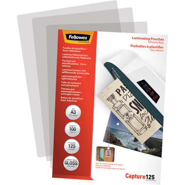 FELLOWES Laminierfolien Capture125g A3 5329001 kleb. 100 Stück