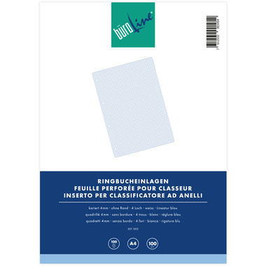 BÜROLINE Inserto p. class. anello A4 501002 quadr., 4mm, 100g 100 fogli