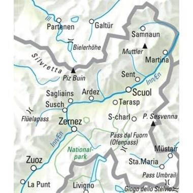 KÜMMERLY+FREY Wanderkarte 325902214 Unterengadin 1:60'000