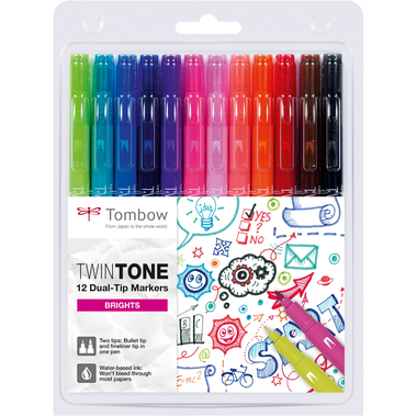 TOMBOW Stylo Fibre TwinTone Marker WS-PK-12P-1 clair 12 pcs.