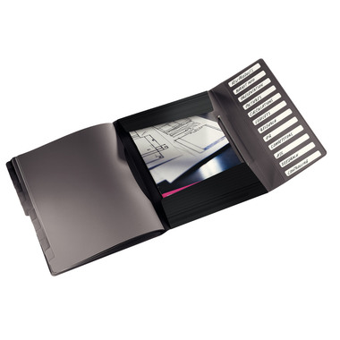 LEITZ Ordnungsmappe Solid PP A4 45701095 schwarz 12 Fächer