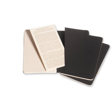MOLESKINE Notizheft Cahier A6 704901 kariert, schwarz 3 Stück